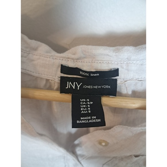 Jones New York 100% Linen Women's Button V-neck Ivory Size Small - Picture 3 of 6